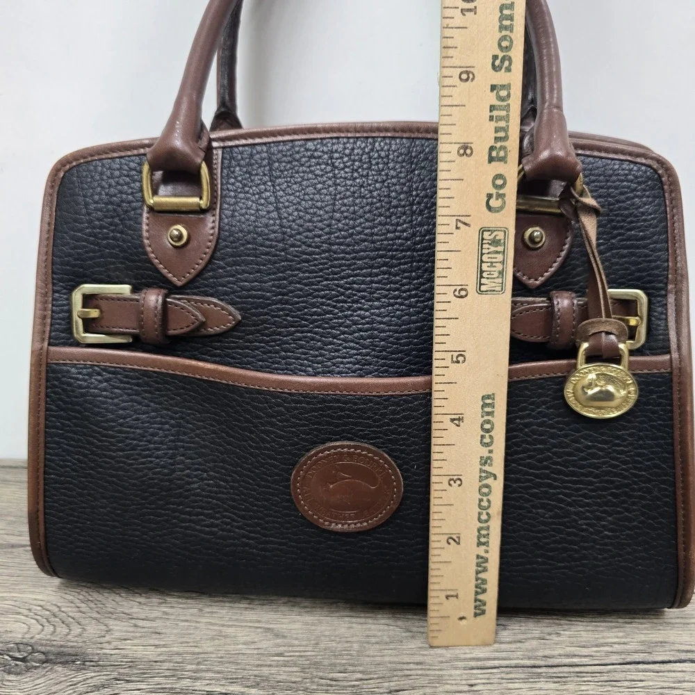 VTG Dooney & Bourke 'All Weather' Black Tan Zip-top Satchel‎ Handbag & Wallet